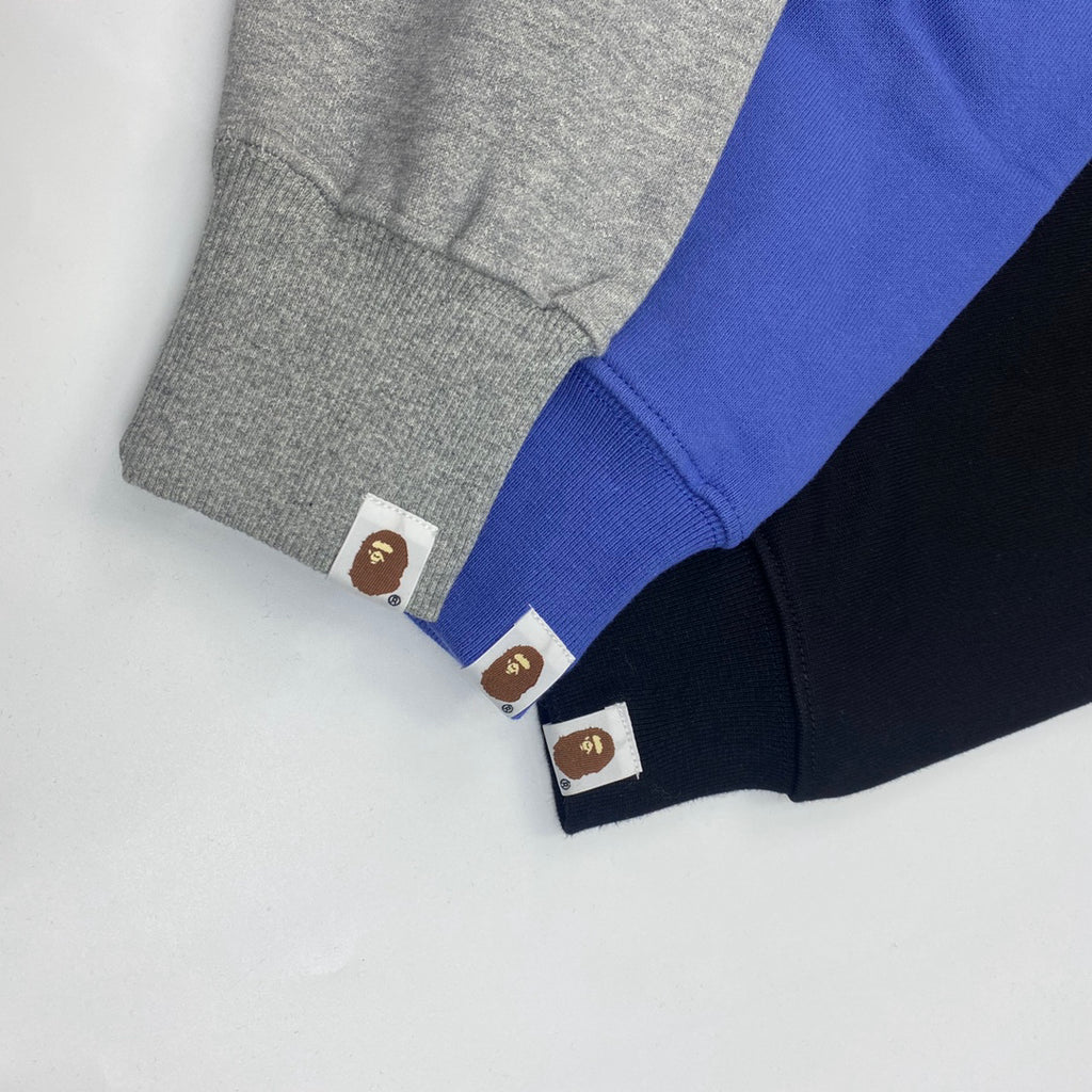 BAPE Bee Collegiate Arch "Bathing Ape" Contrast Crewneck Sweatshirt - Gray / Blue / Black