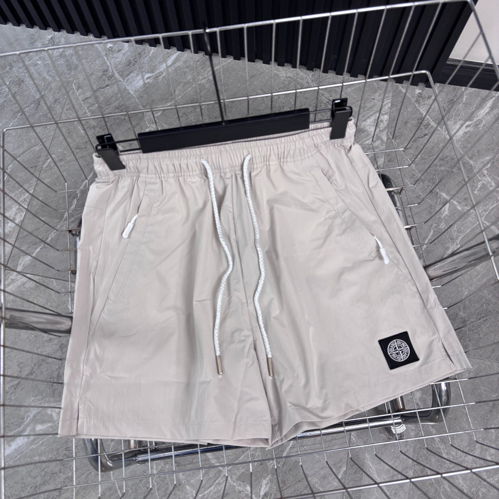 Stone Island Quick-Dry Athletic Shorts with Contrast Drawstring and Compass Badge