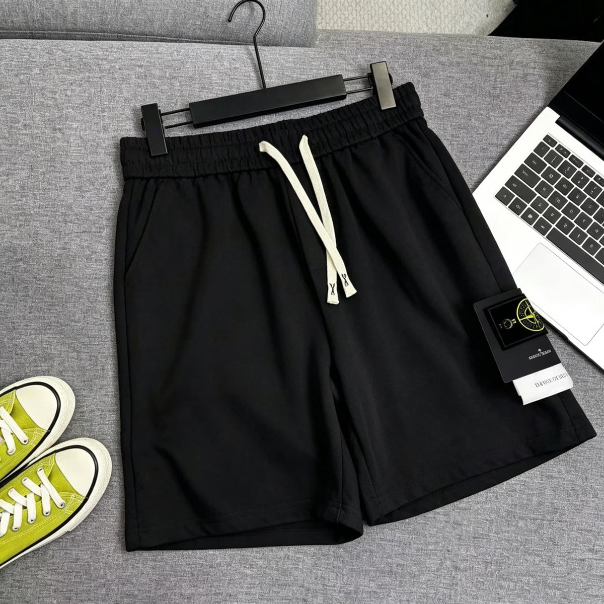 Stone Island Cotton Fleece Sweat Shorts with Elasticated Drawstring Waist