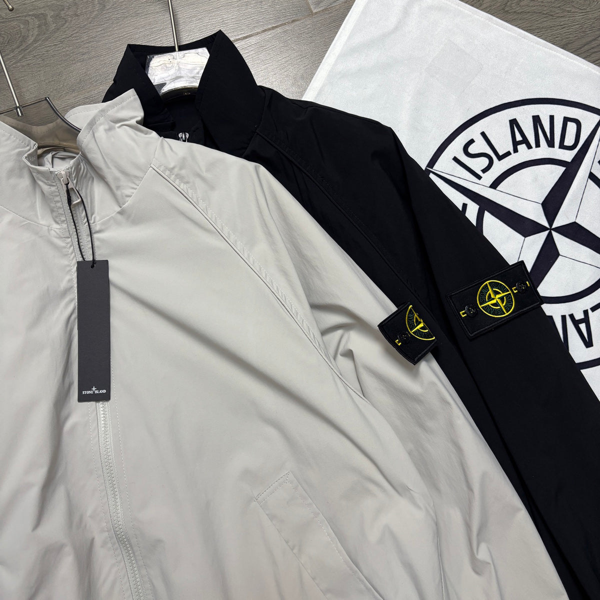 Stone Island Stand Collar Raglan Zip Jacket with Compass Badge
