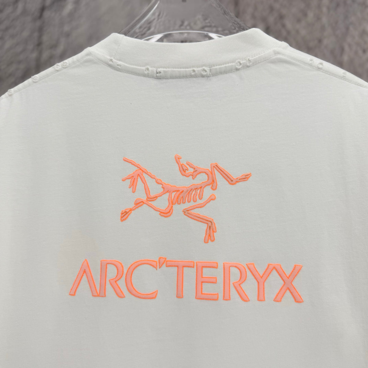 2026 Spring Summer Arc'teryx Washed Distressed T‑Shirt | Flocking Heat‑Press Chest Logo Unisex Tee