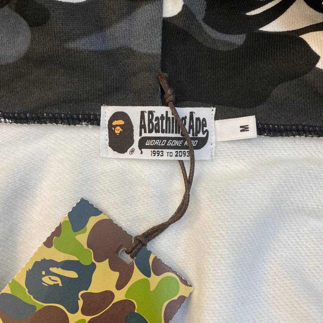 BAPE Glow-in-the-Dark City Camo Shark Full-Zip Hoodie - White / Black