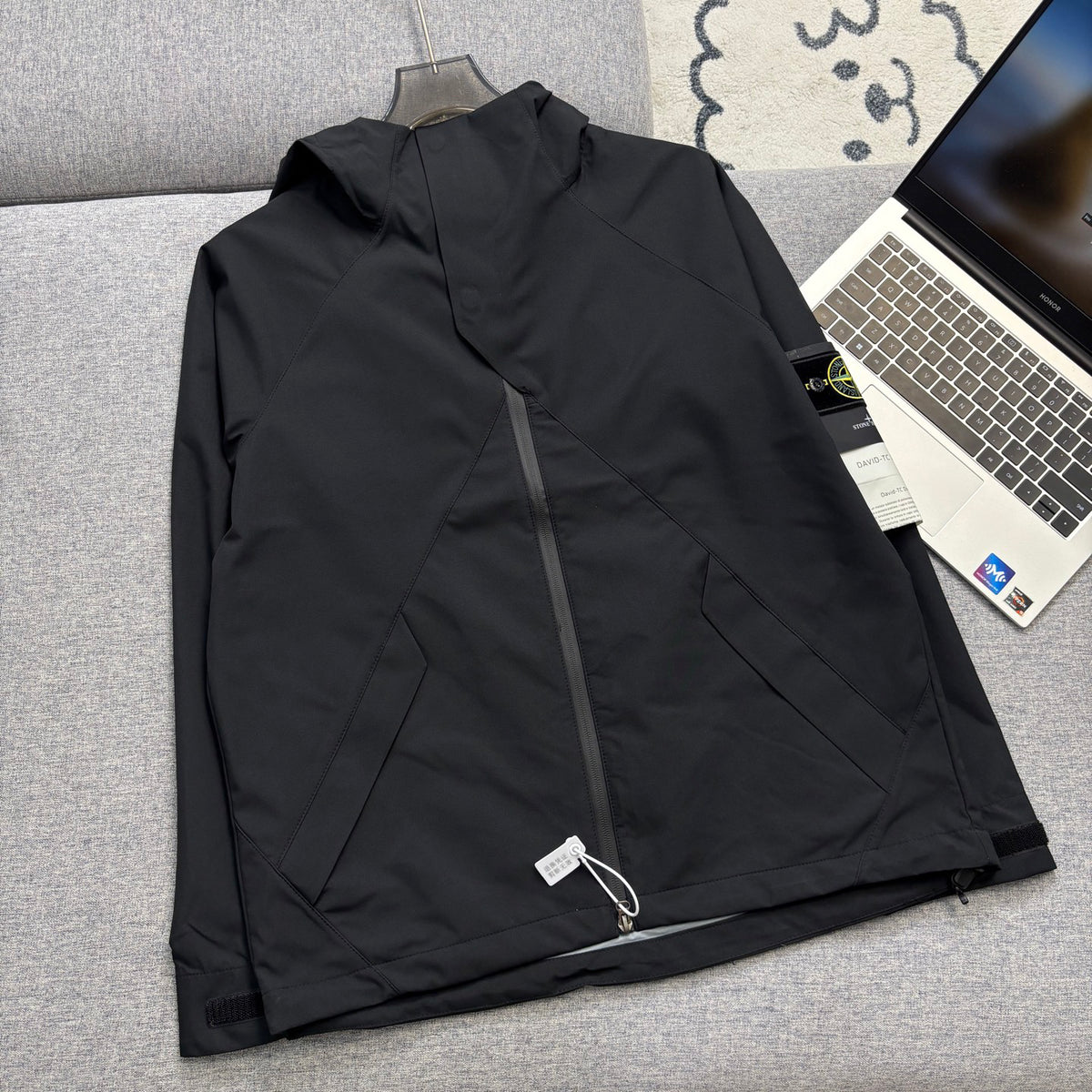 Stone Island Diagonal Panel Technical Hooded Jacket with Compass Badge