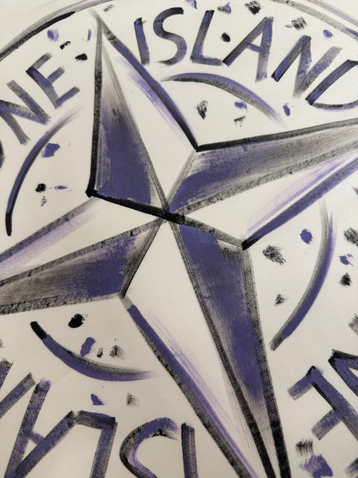 Stone Island Hand-Painted Graffiti T-Shirt with Compass Rose Back Print
