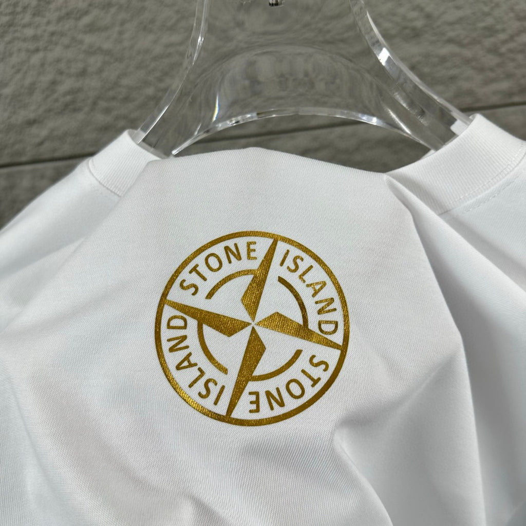 Stone Island Spring–Summer 2026 T-Shirt - Gold Foil Compass Badge at Centre Chest