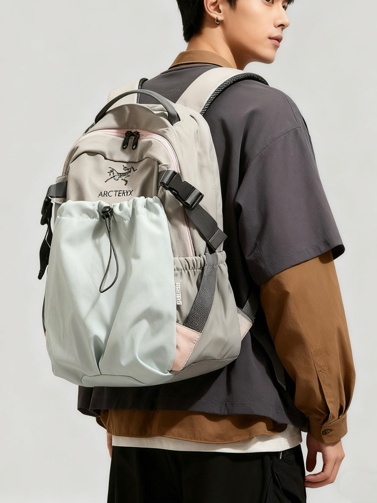 Arc'teryx Color‑Block Drawstring Pocket Backpack, Large‑Capacity Outdoor Travel Daypack Unisex