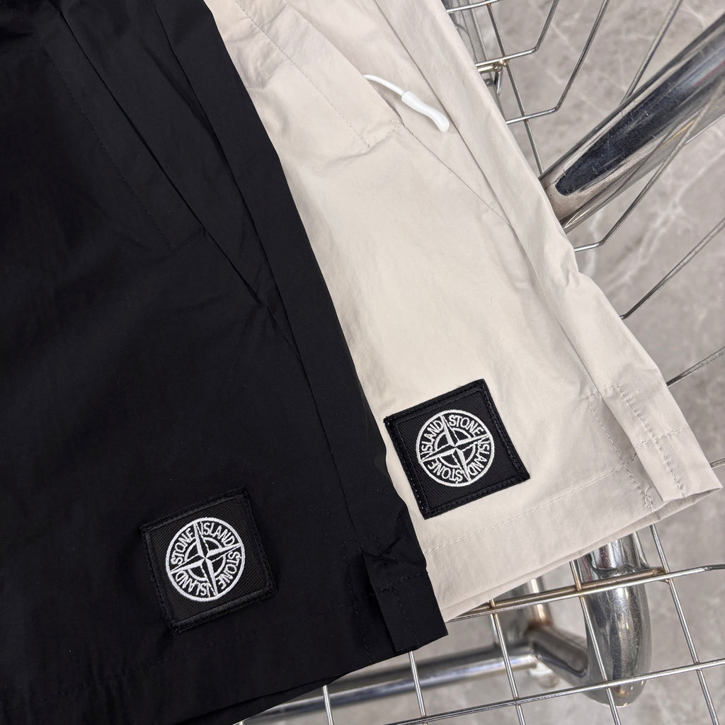 Stone Island Quick-Dry Athletic Shorts with Contrast Drawstring and Compass Badge