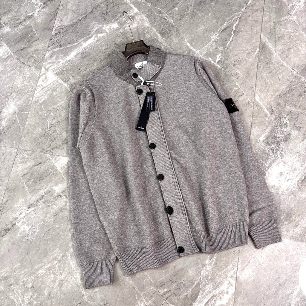 Stone Island Button-Front Knit Cardigan with Compass Badge