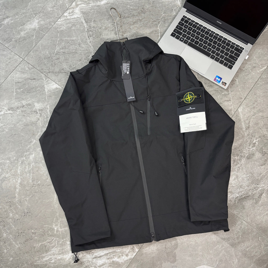 Stone Island Micro Twill Hooded Technical Shell Jacket with Compass Badge