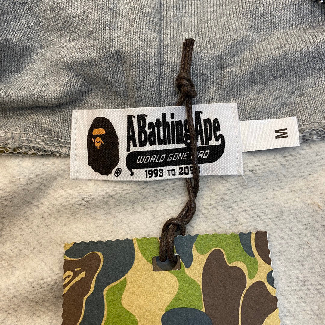 BAPE WGM Shark Full-Zip Hoodie Woodland Camo Hood + Sleeve - Black / Gray