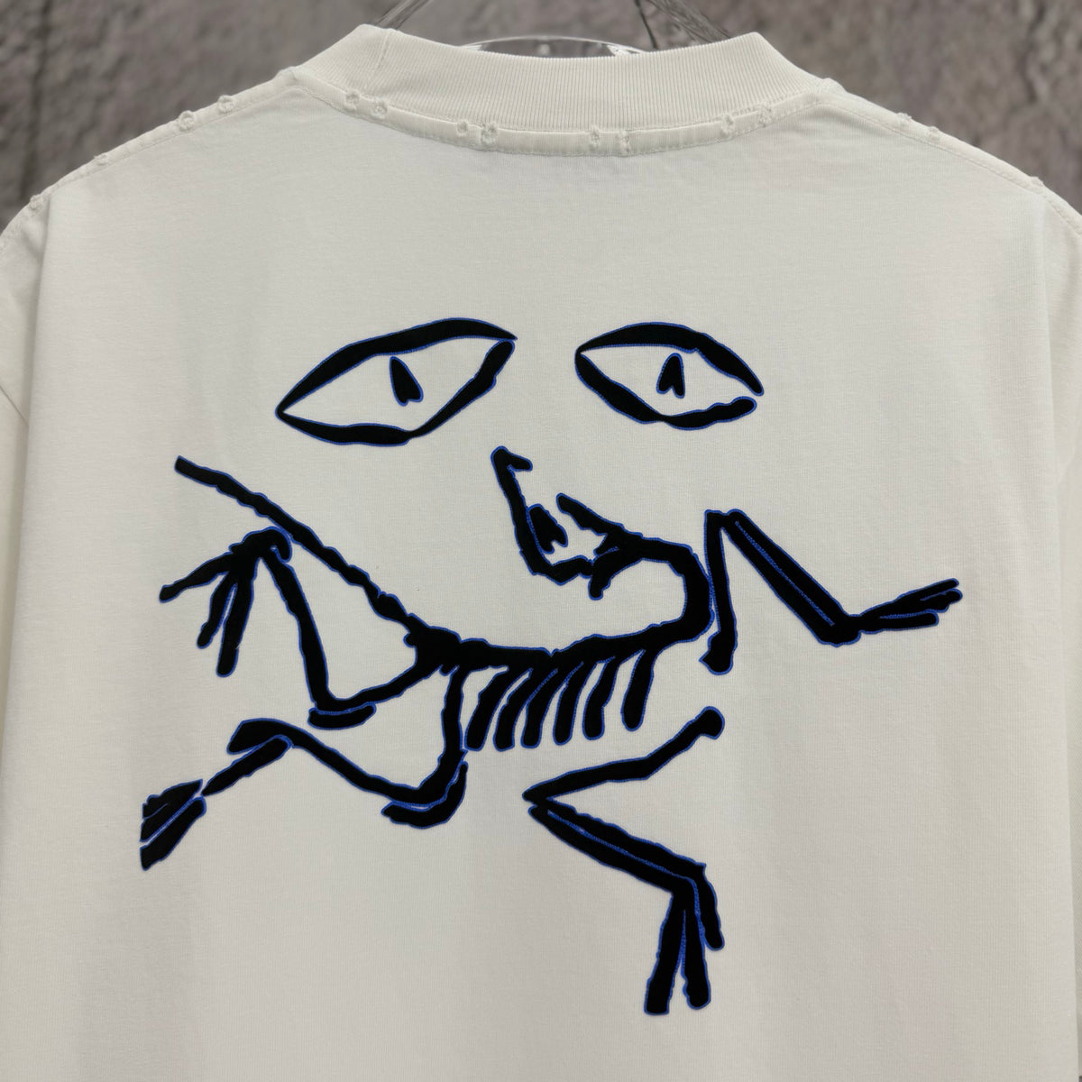 2026 Spring Summer Arc'teryx Washed Distressed T‑Shirt | Front‑Back Flocking Heat‑Press Skeleton Tee Unisex