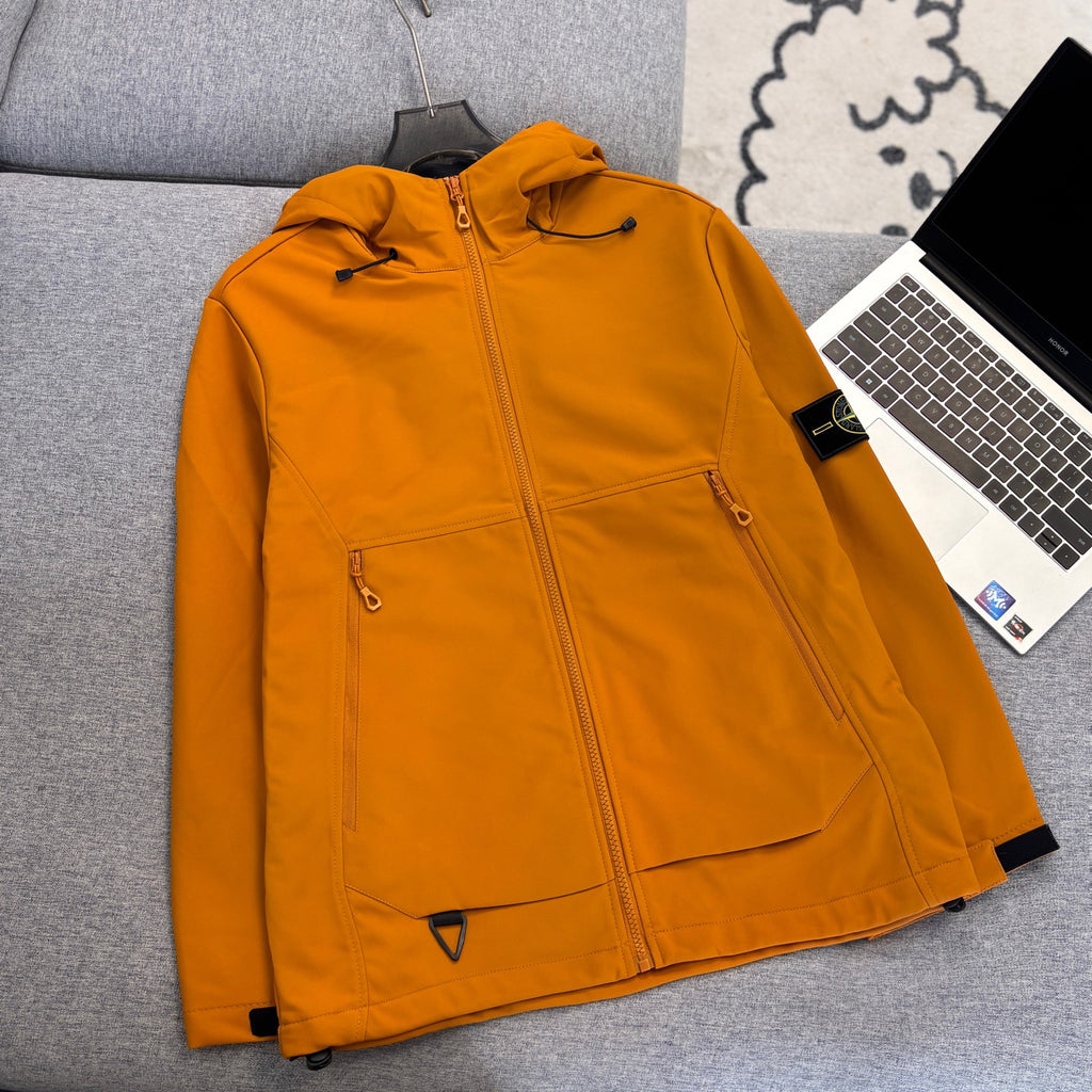 Stone Island Softshell Three-Protection Hooded Jacket with Compass Badge
