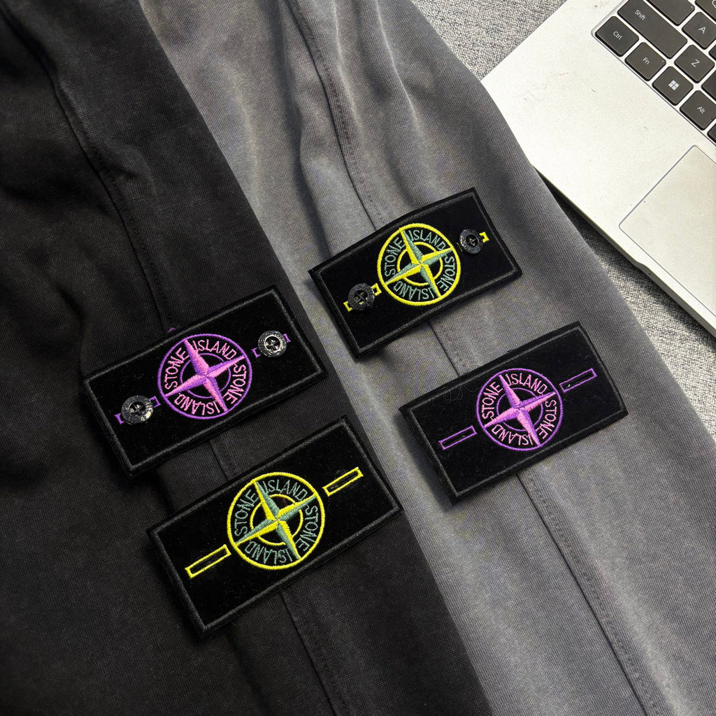 Stone Island Washed Zip-Up Hoodie with Kangaroo Pocket and Compass Badge
