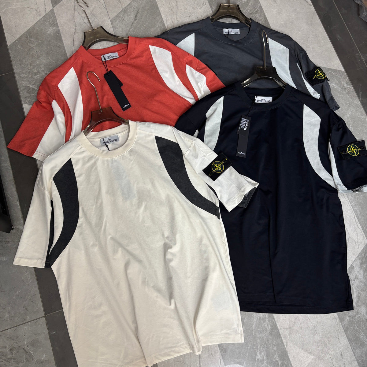 Stone Island American Sportswear Curved Contrast Panel Quick-Dry T-Shirt