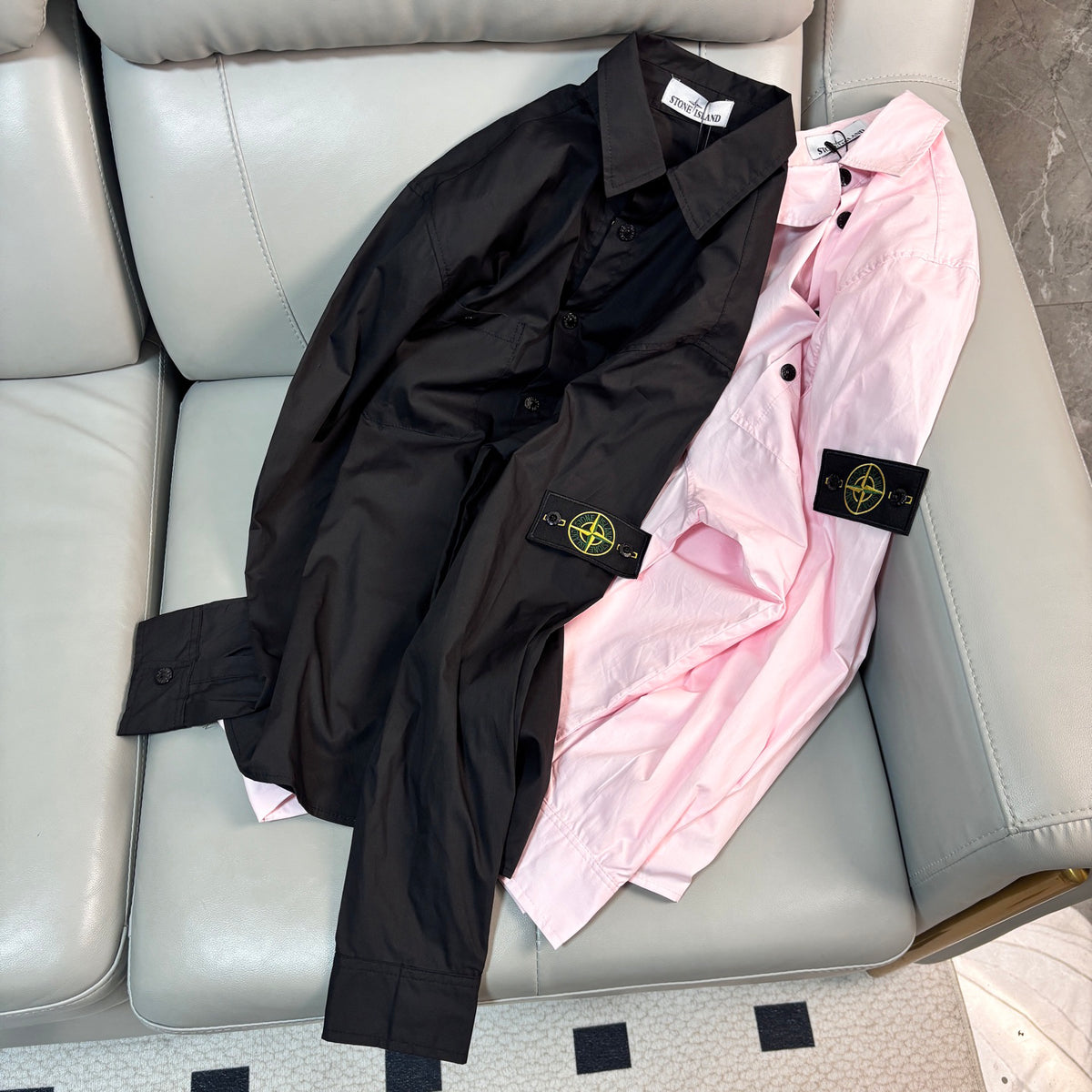 Stone Island Technical Cotton Overshirt with Snap Buttons and Compass Badge