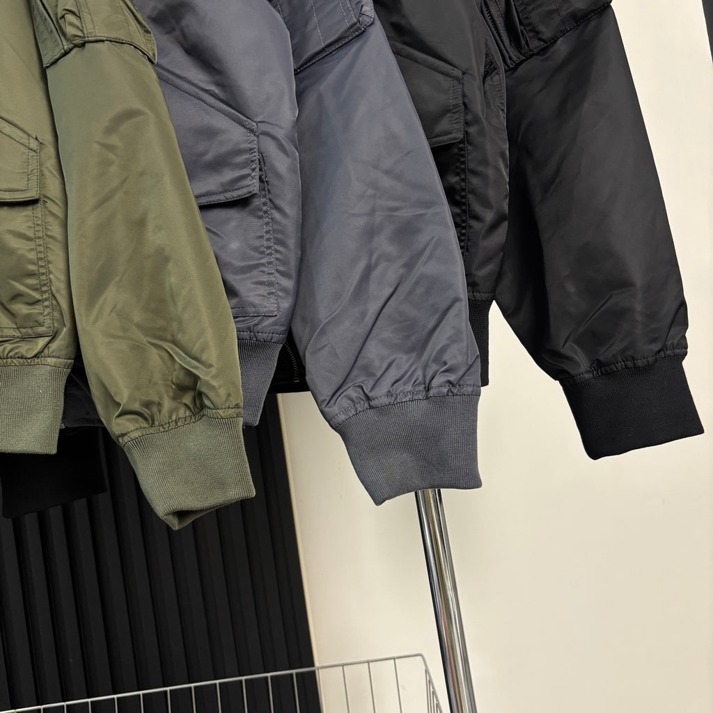 Stone Island Nylon Bomber Jacket with Point Collar and Compass Badge