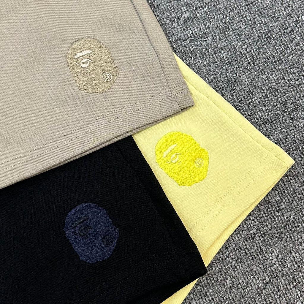 A Bathing Ape Tone-on-Tone Ape Head Embroidered Shorts