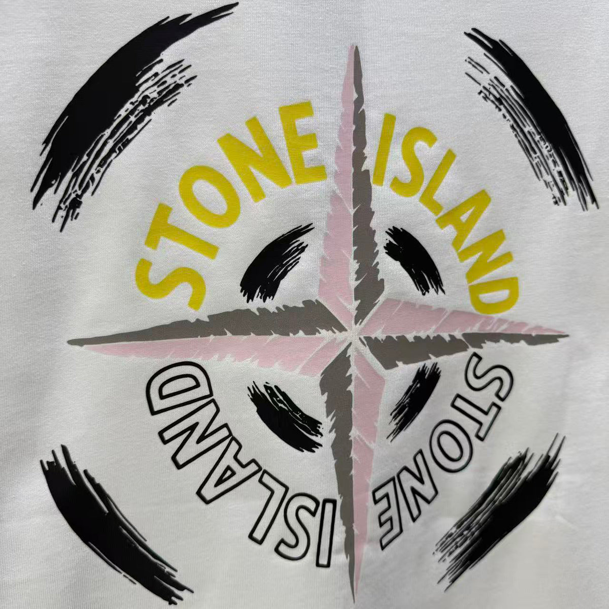 Stone Island Spring–Summer 2026 T-Shirt — Crystalline Prism-Effect Compass Star Print at Right Chest