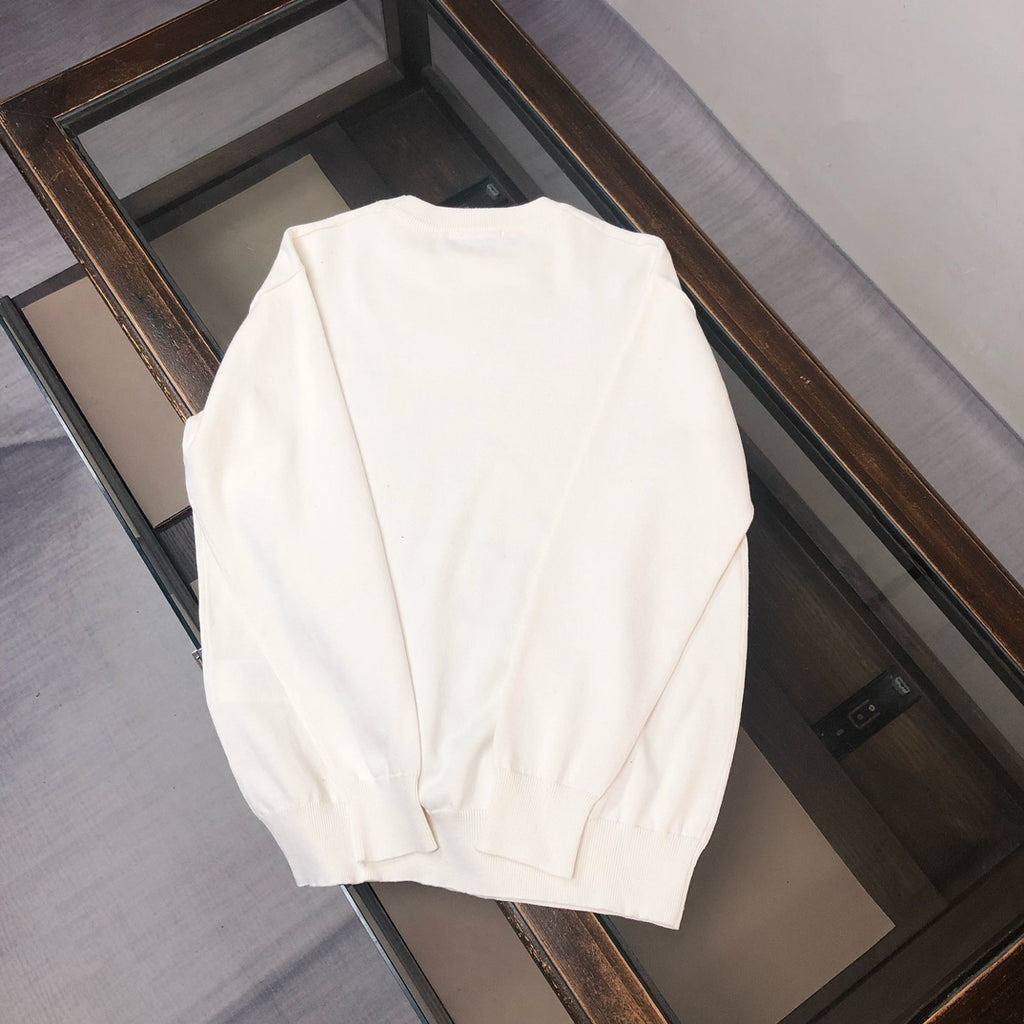 Stone Island Fine-Knit Crew Neck Pullover Sweater with Chest Compass Badge