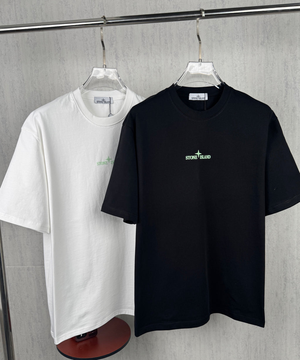 Stone Island Essentials Small Green Compass Logo Print Crew Neck T-Shirt