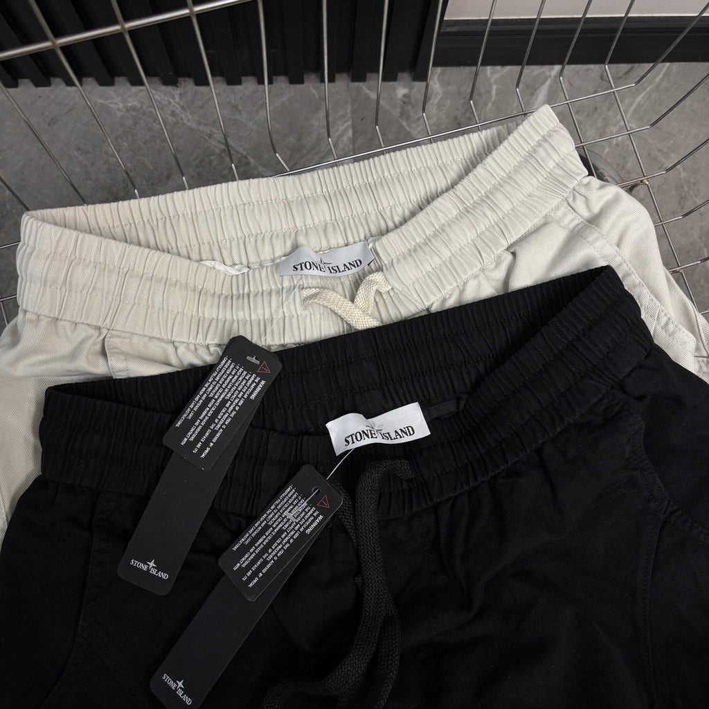 Stone Island Wide-Leg Straight Cargo Trousers with Compass Badge