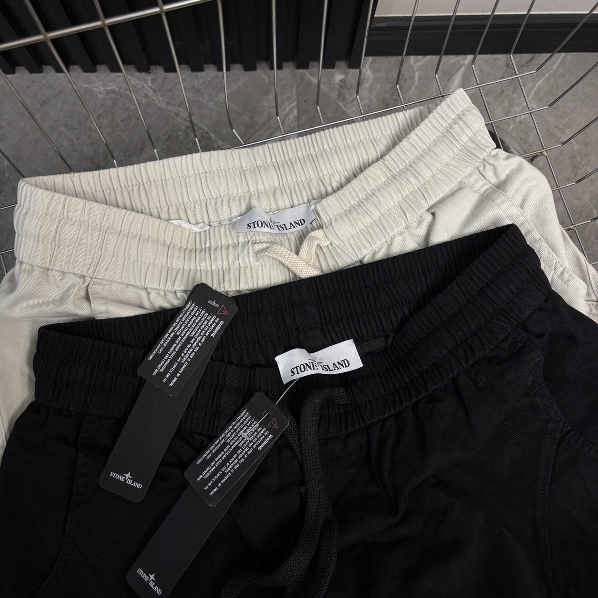 Stone Island Wide-Leg Straight Cargo Trousers with Compass Badge