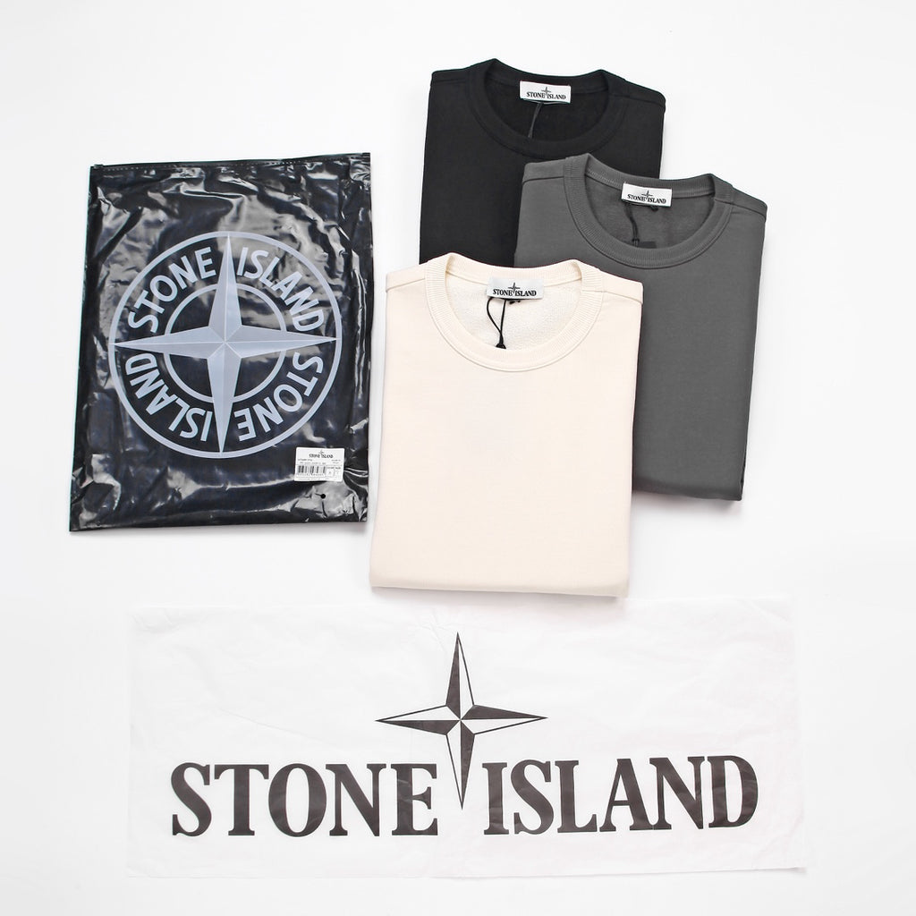 Stone Island Cotton Crew Neck Sweatshirt with Bilateral Sleeve Open Cargo Pockets and Compass Badge