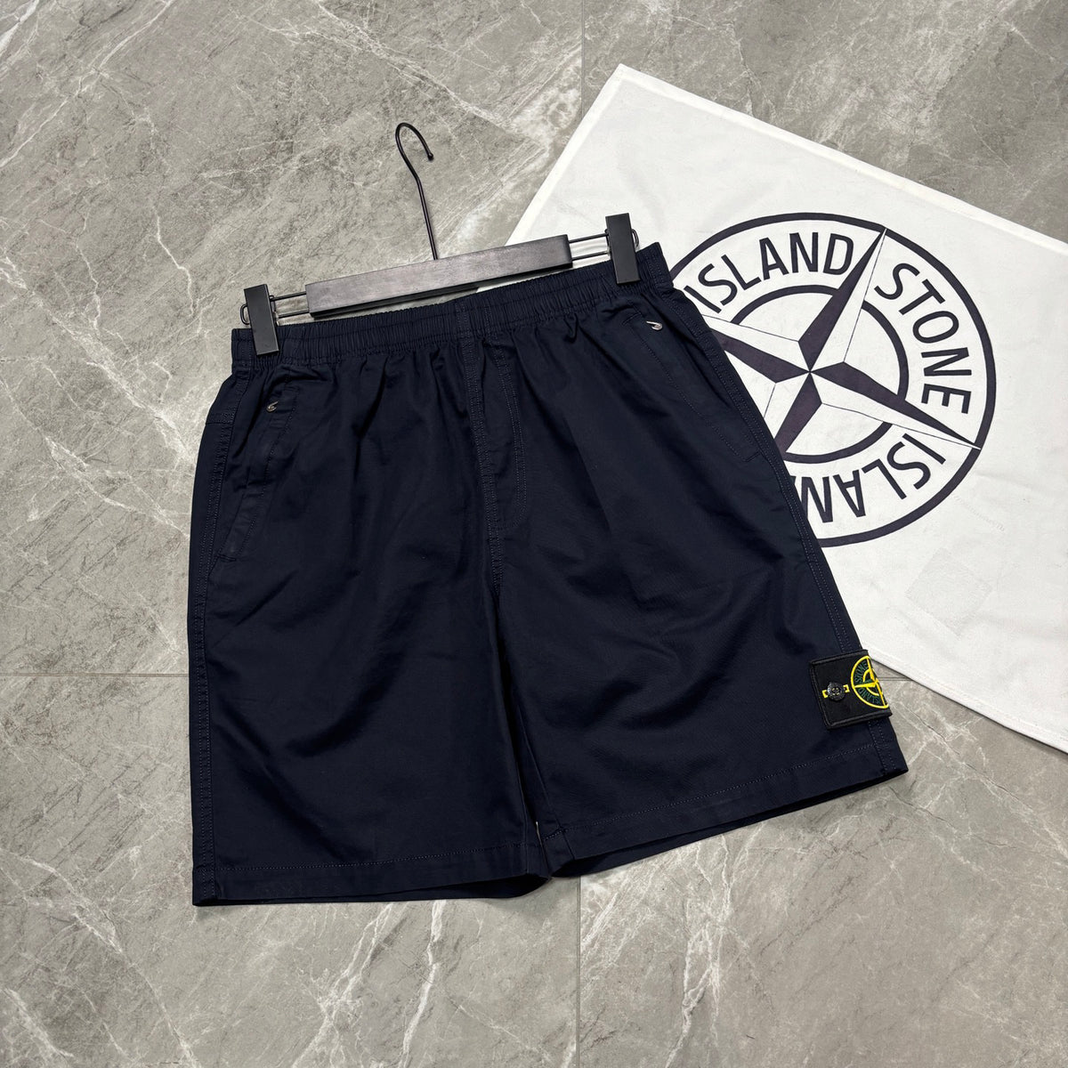 Stone Island Mid-Length Utility Cotton Shorts with Elasticated Waist and Compass Badge