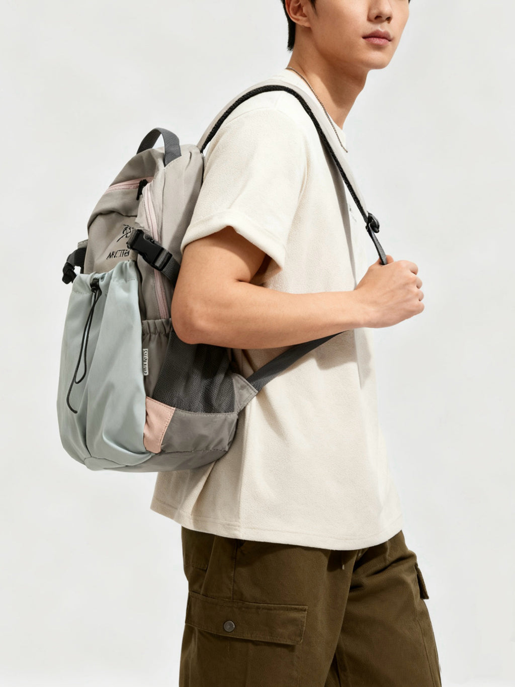 Arc'teryx Color‑Block Drawstring Pocket Backpack, Large‑Capacity Outdoor Travel Daypack Unisex