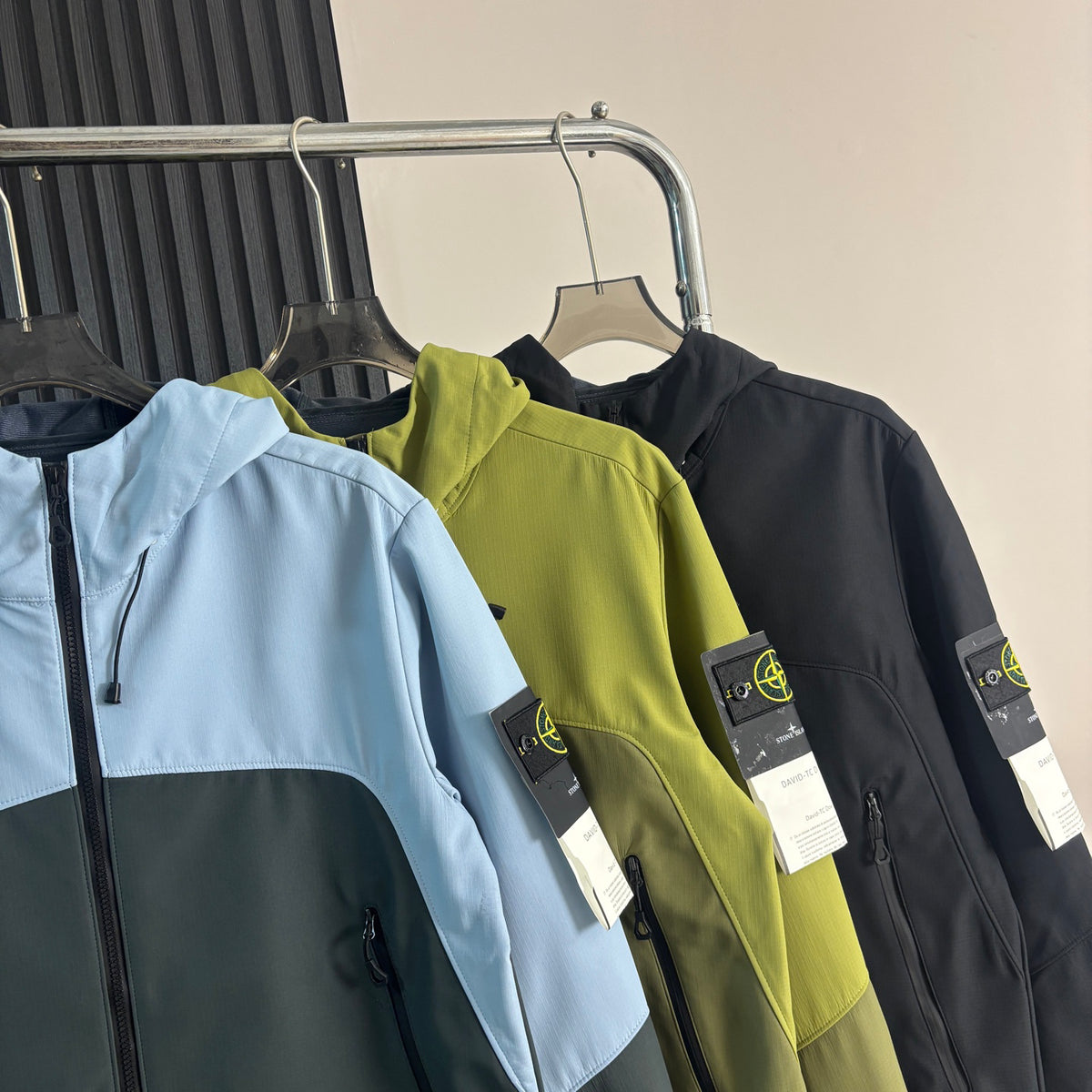 Stone Island Two-Tone Colour-Block Softshell Hooded Jacket with Compass Badge