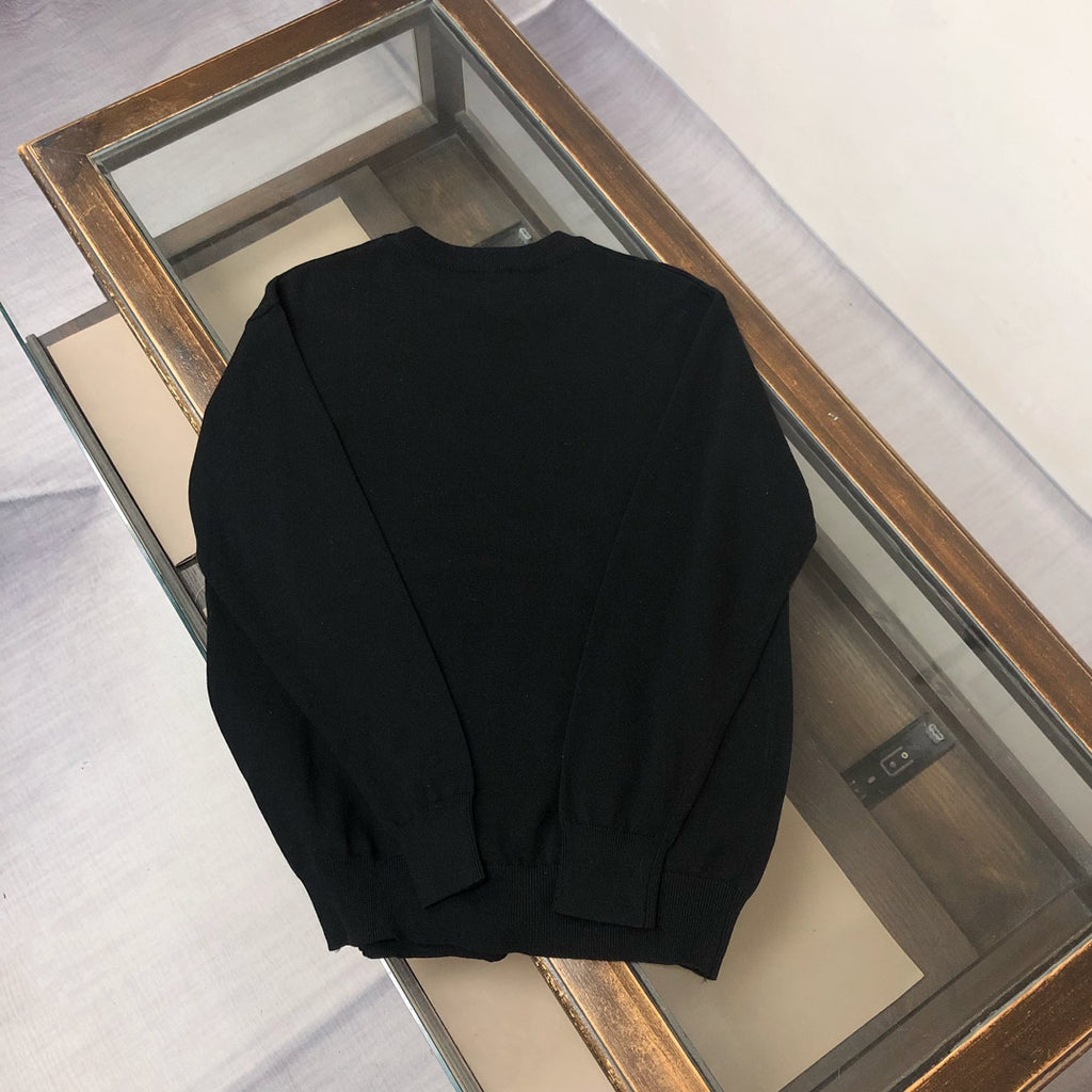 Stone Island Medium-Gauge Knit Crew Neck Pullover Sweater with Circular Monochrome Compass Badge