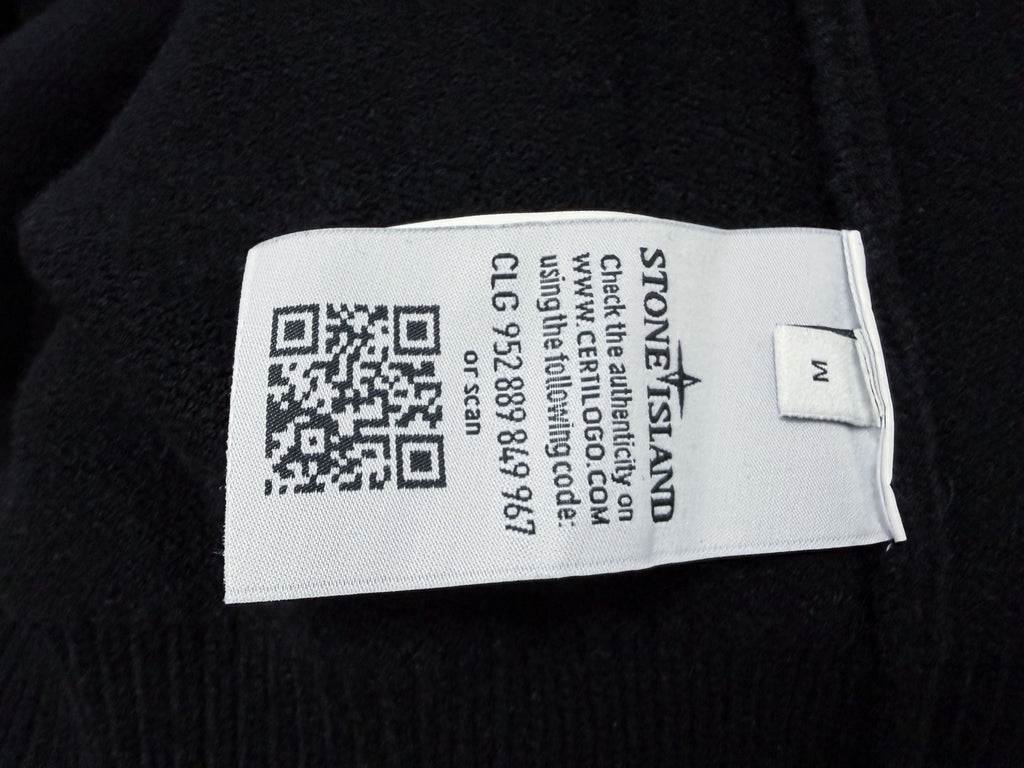 Stone Island Wool Knit Half-Button Mock Neck Sweater with Compass Badge on Sleeve