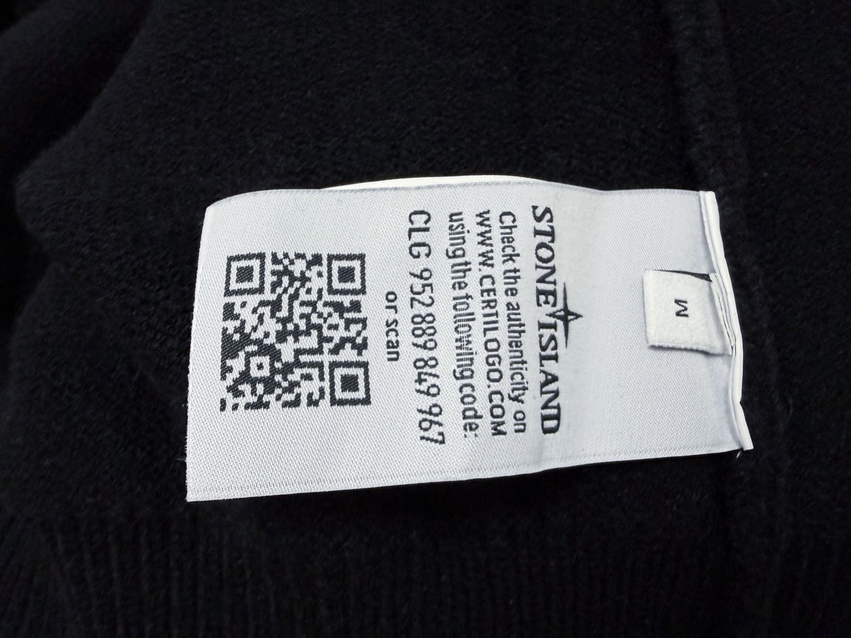 Stone Island Wool Knit Half-Button Mock Neck Sweater with Compass Badge on Sleeve