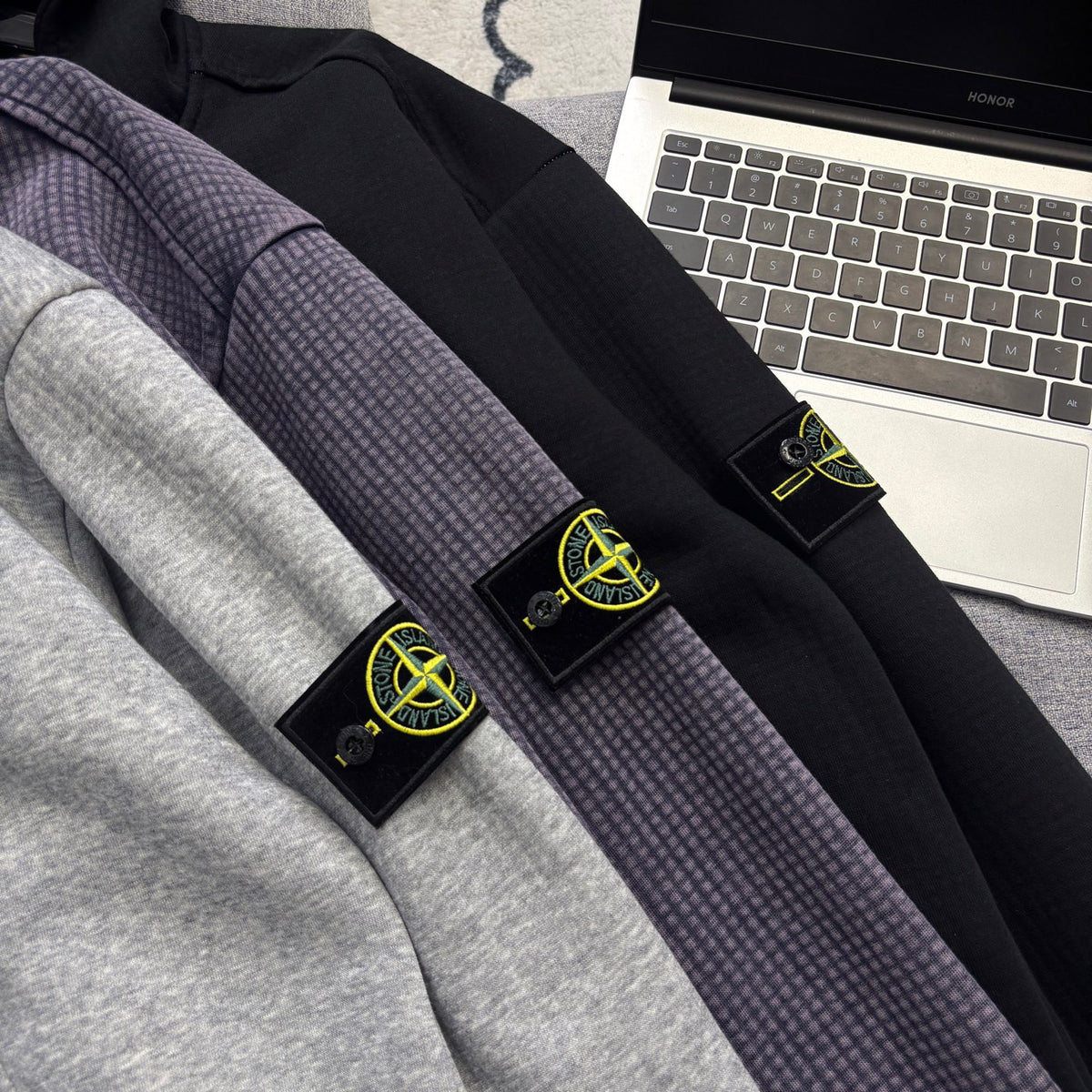 Stone Island Full-Zip Hoodie with Compass Badge