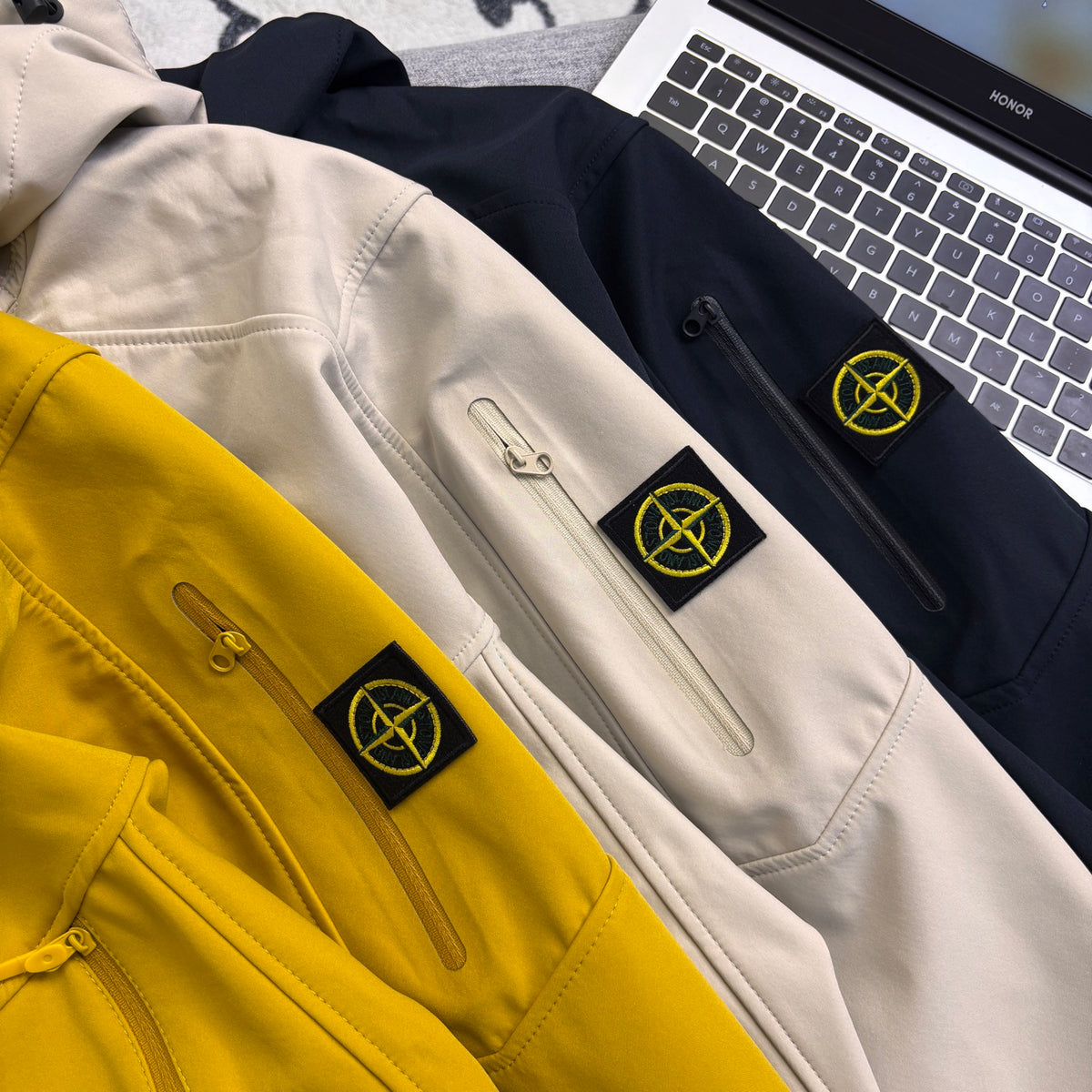 Stone Island Softshell Three-Protection Hooded Jacket with Compass Badge