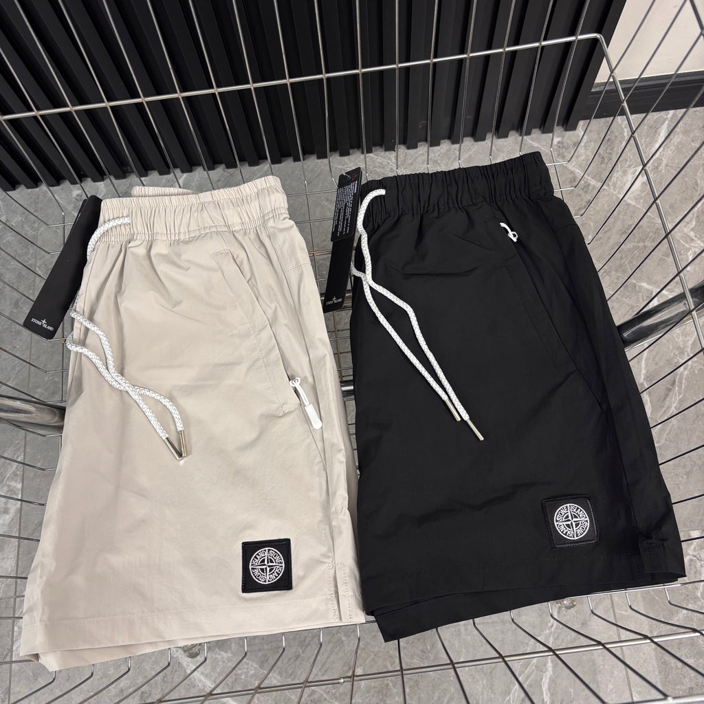 Stone Island Quick-Dry Athletic Shorts with Contrast Drawstring and Compass Badge
