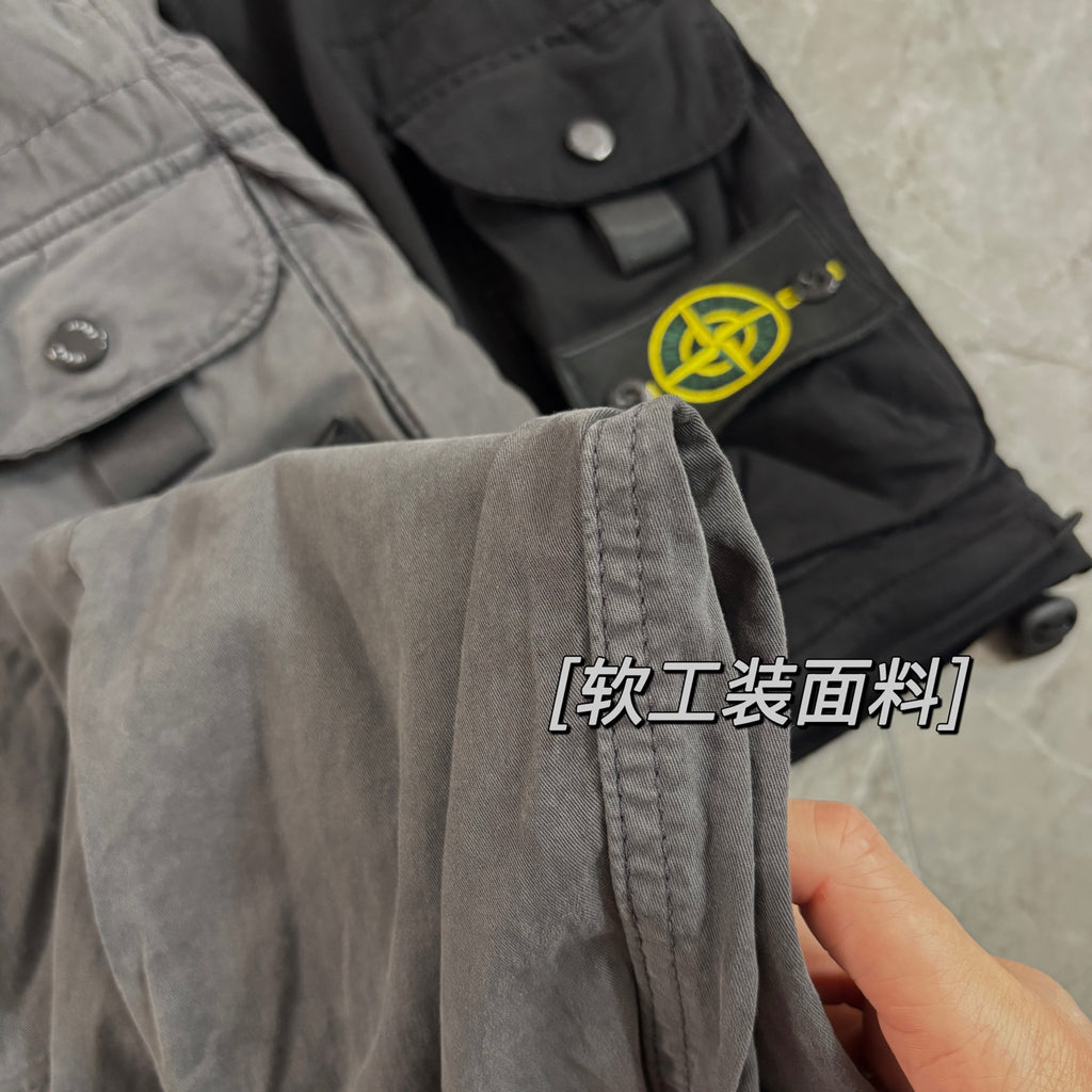 Stone Island 2-in-1 Zip-Off Convertible Cargo Trousers with Compass Badge
