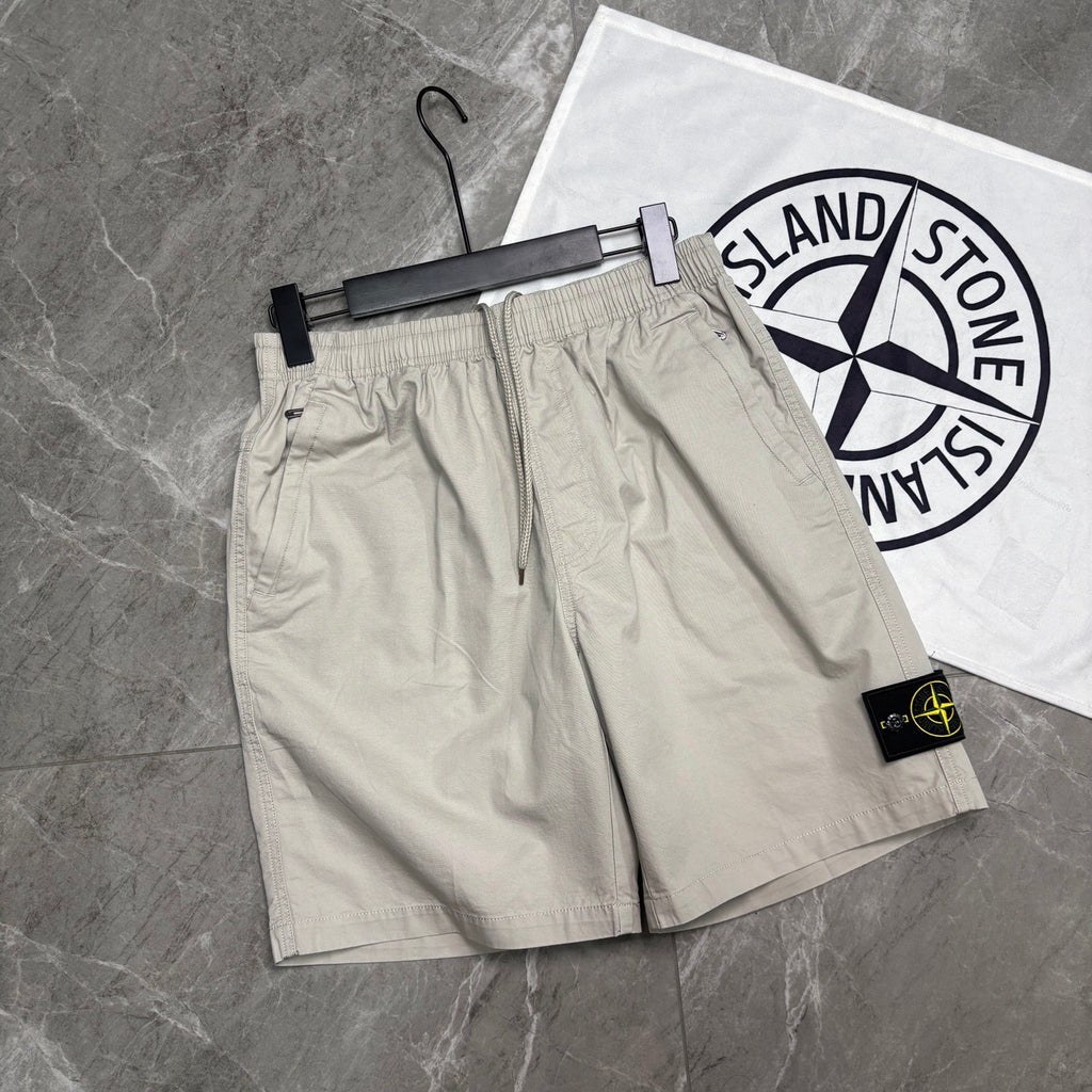 Stone Island Mid-Length Utility Cotton Shorts with Elasticated Waist and Compass Badge
