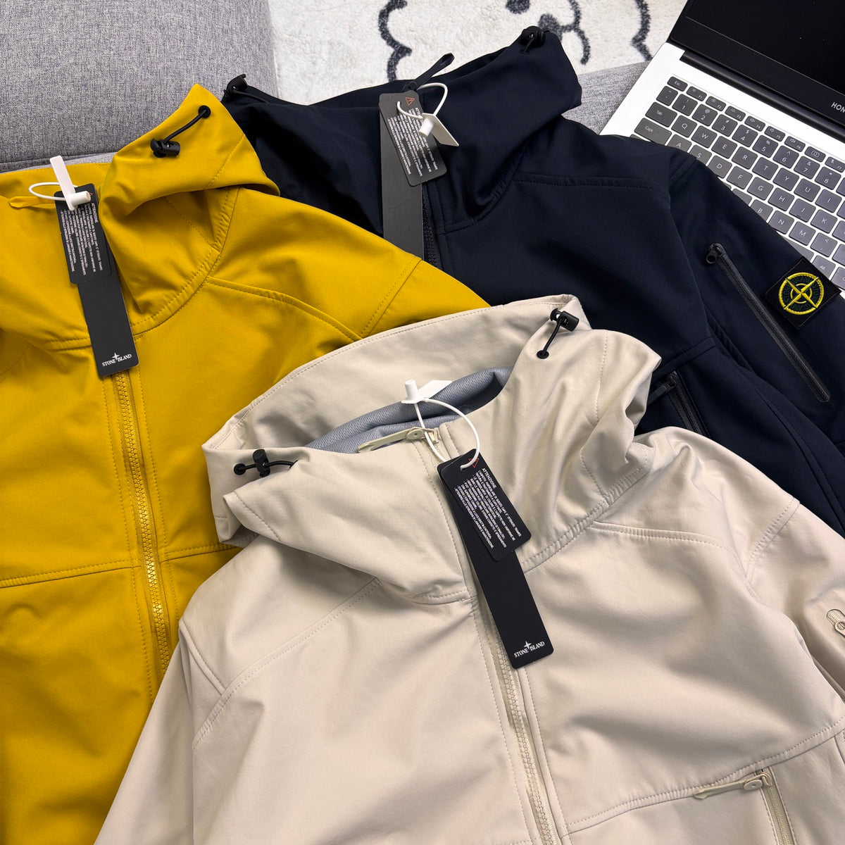 Stone Island Softshell Three-Protection Hooded Jacket with Compass Badge