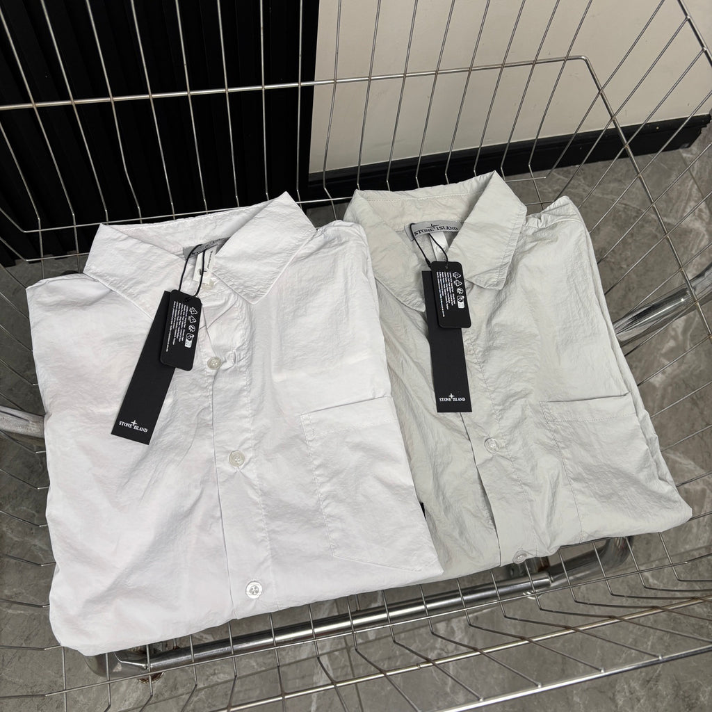 Stone Island Lightweight Sun-Protection Overshirt with Compass Badge Sleeve Patch