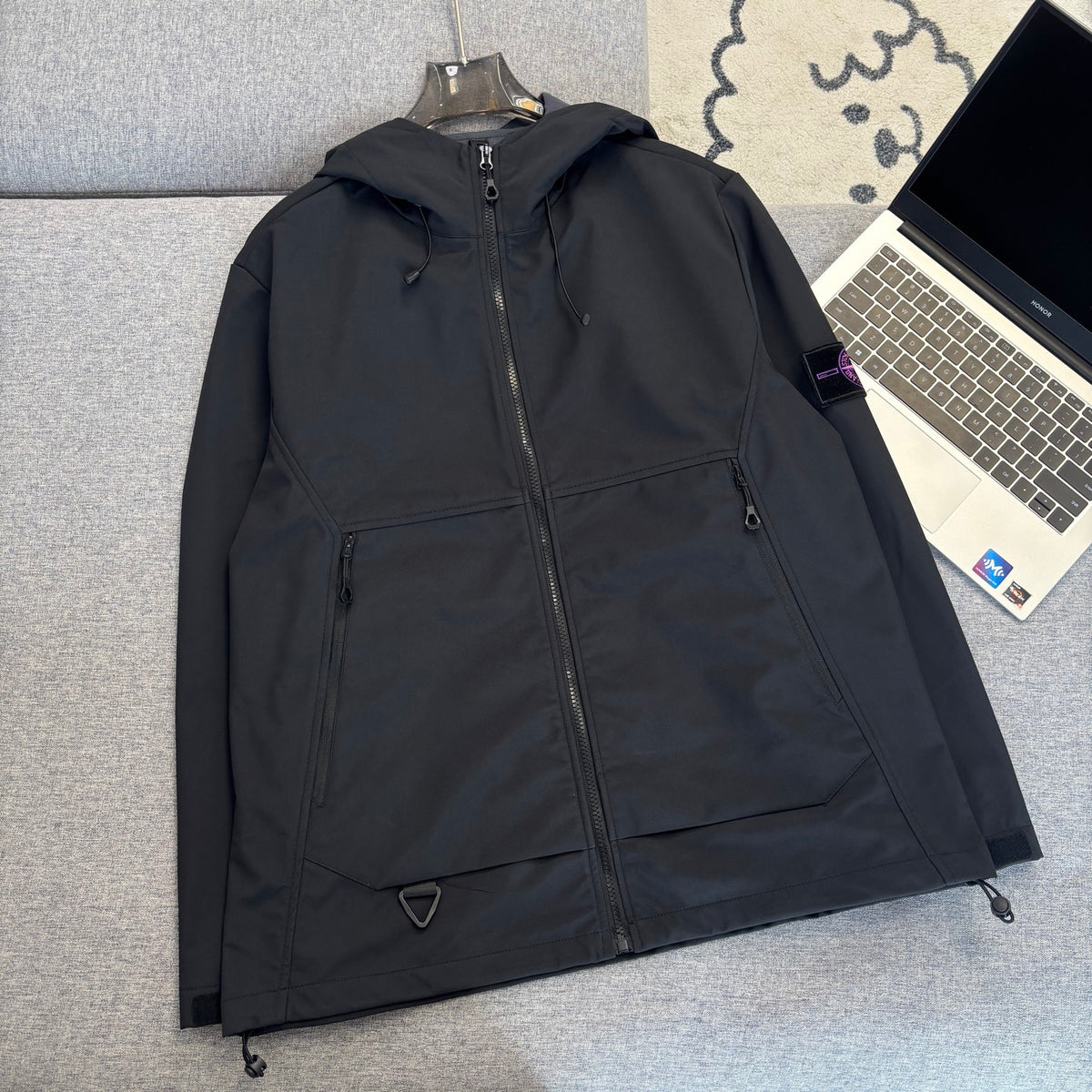Stone Island Softshell Three-Protection Hooded Jacket with Compass Badge