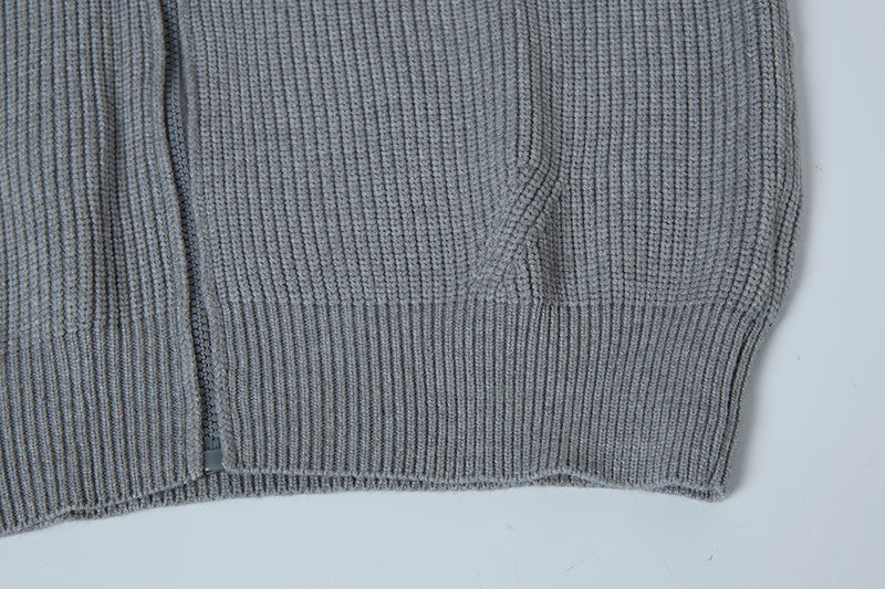 Stone Island Full-Zip Turtleneck Chunky Rib Knit Jacket