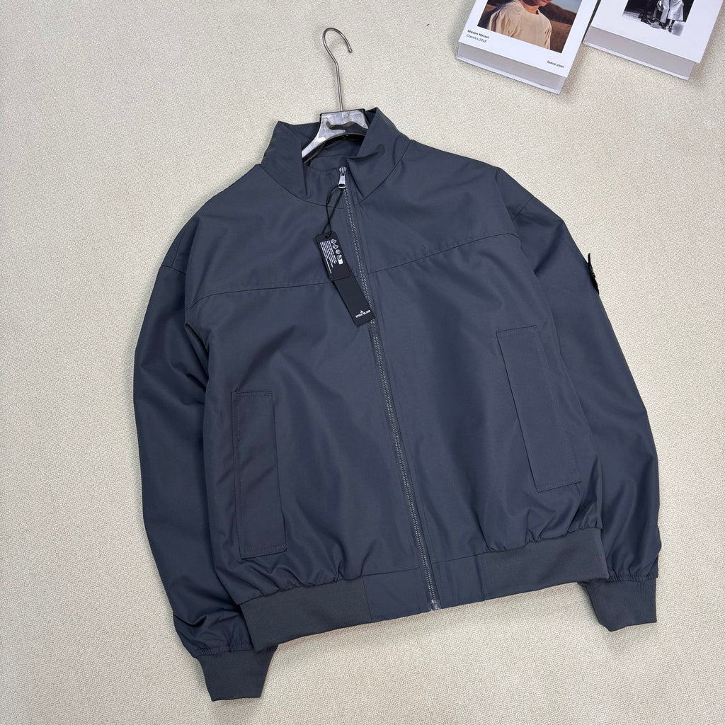 Stone Island Stand Collar Oversized Jacket with Large Patch Pockets and Compass Badge