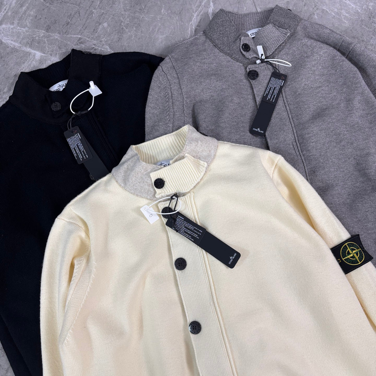 Stone Island Button-Front Knit Cardigan with Compass Badge