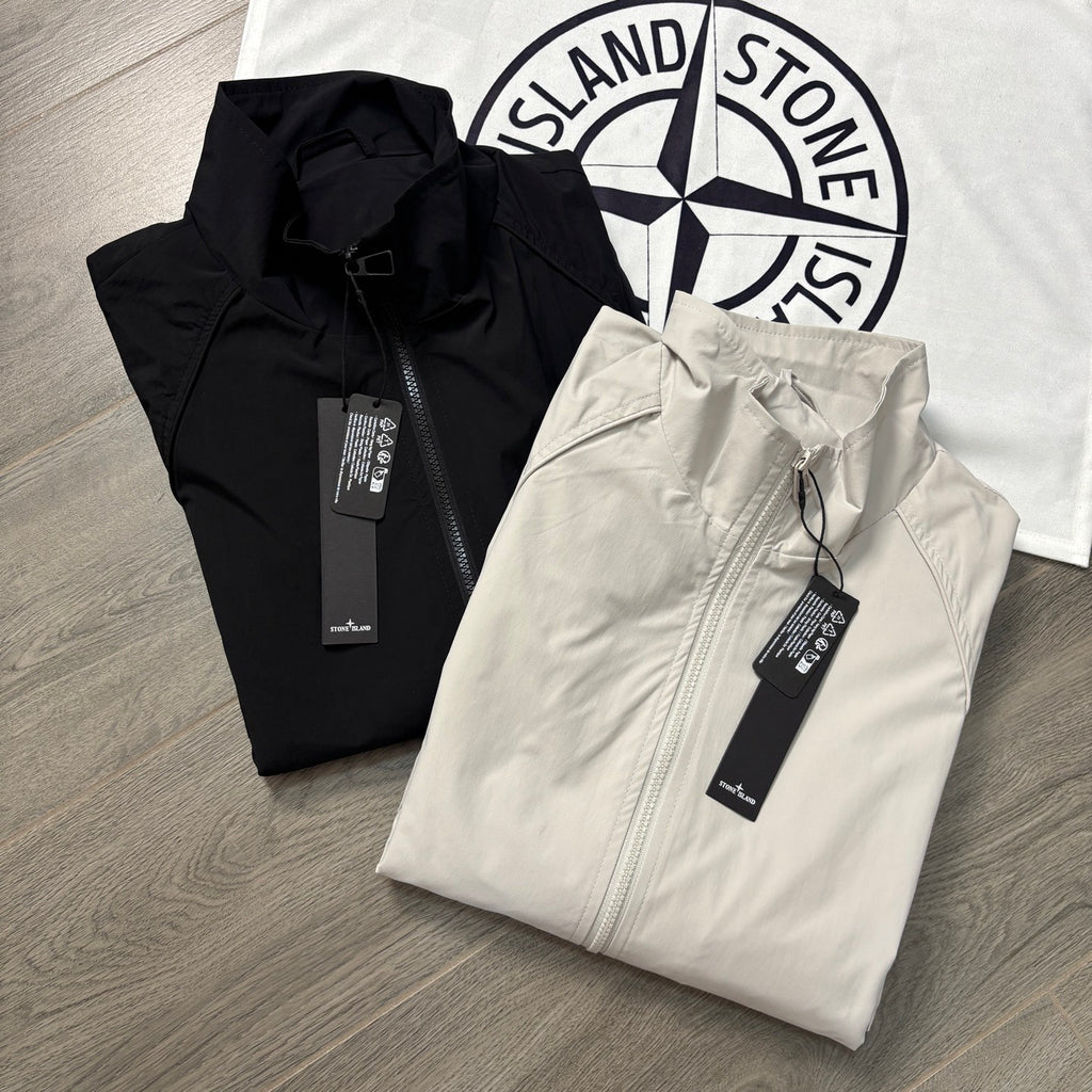 Stone Island Stand Collar Raglan Zip Jacket with Compass Badge