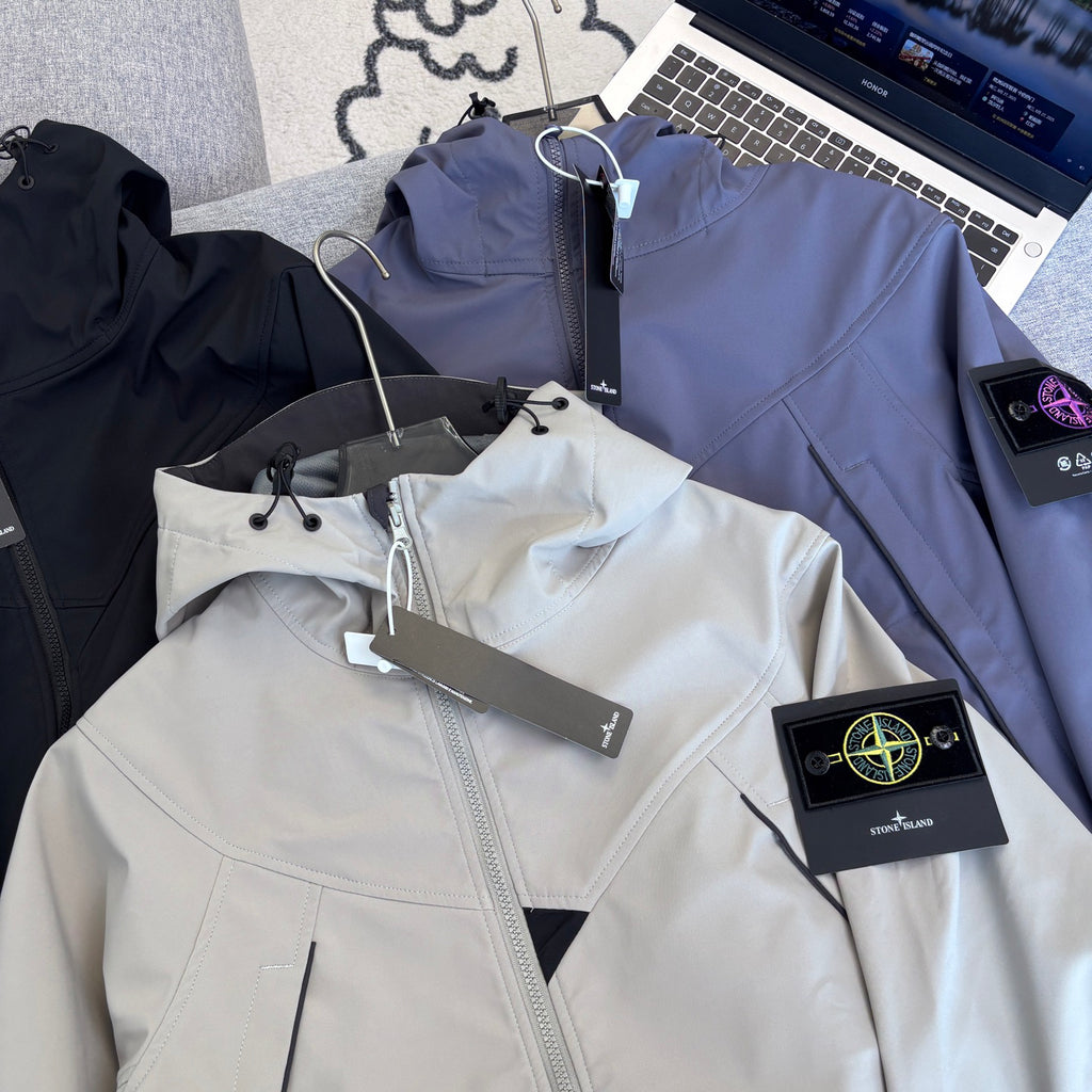 Stone Island Softshell Technical Hooded Jacket with Compass Badge