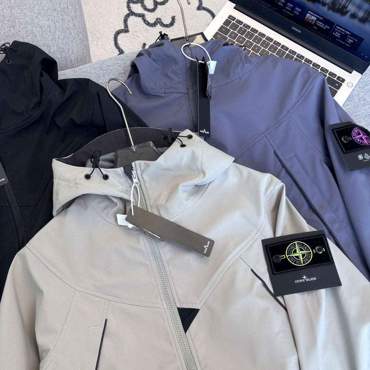 Stone Island Softshell Technical Hooded Jacket with Compass Badge
