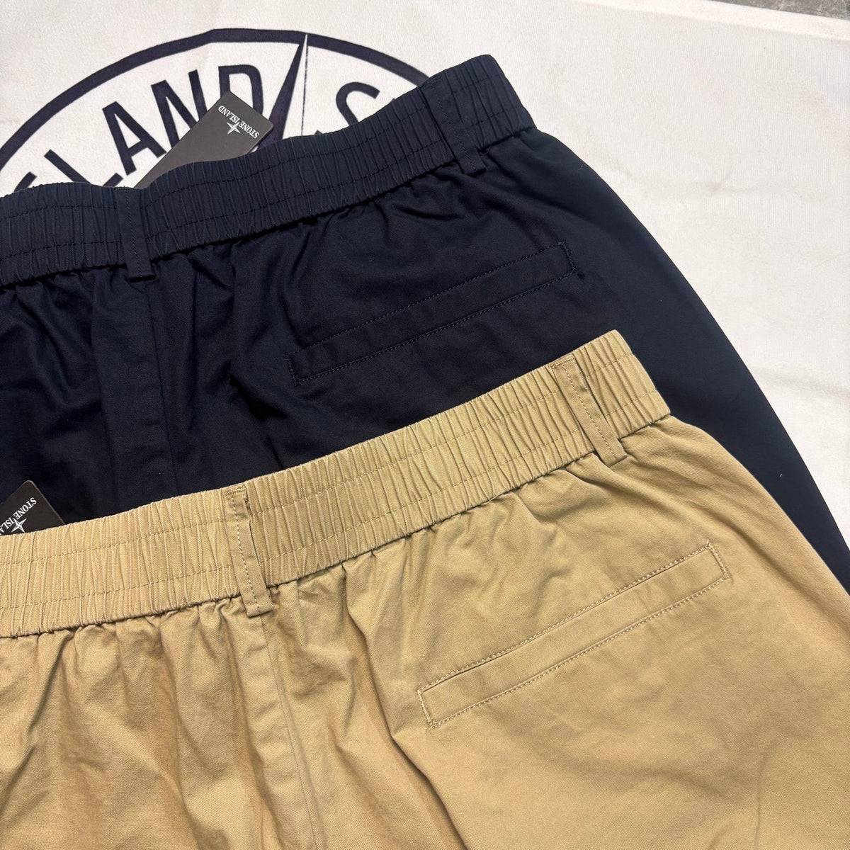 Stone Island Japanese-Style Chino Shorts with Twin Pleats and Compass Badge