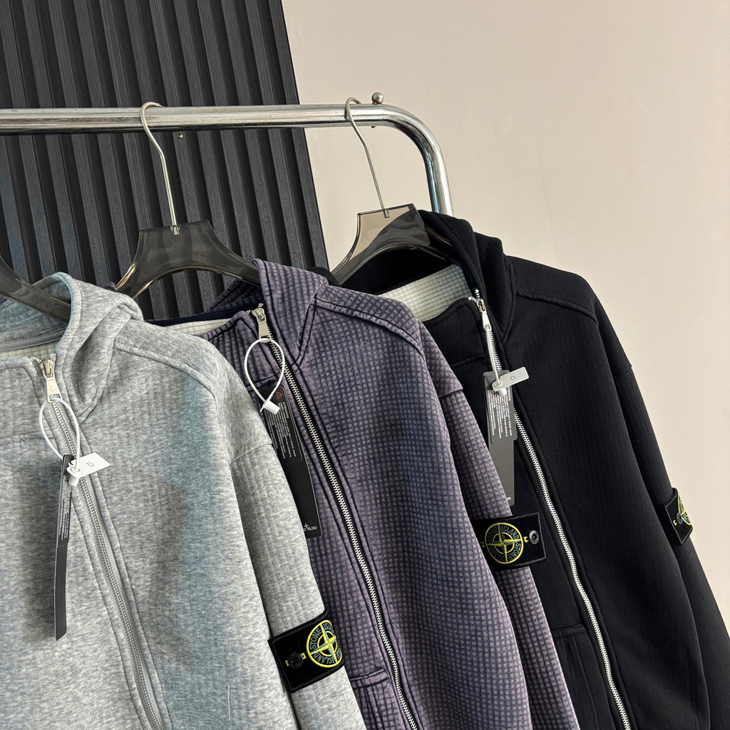 Stone Island Full-Zip Hoodie with Compass Badge